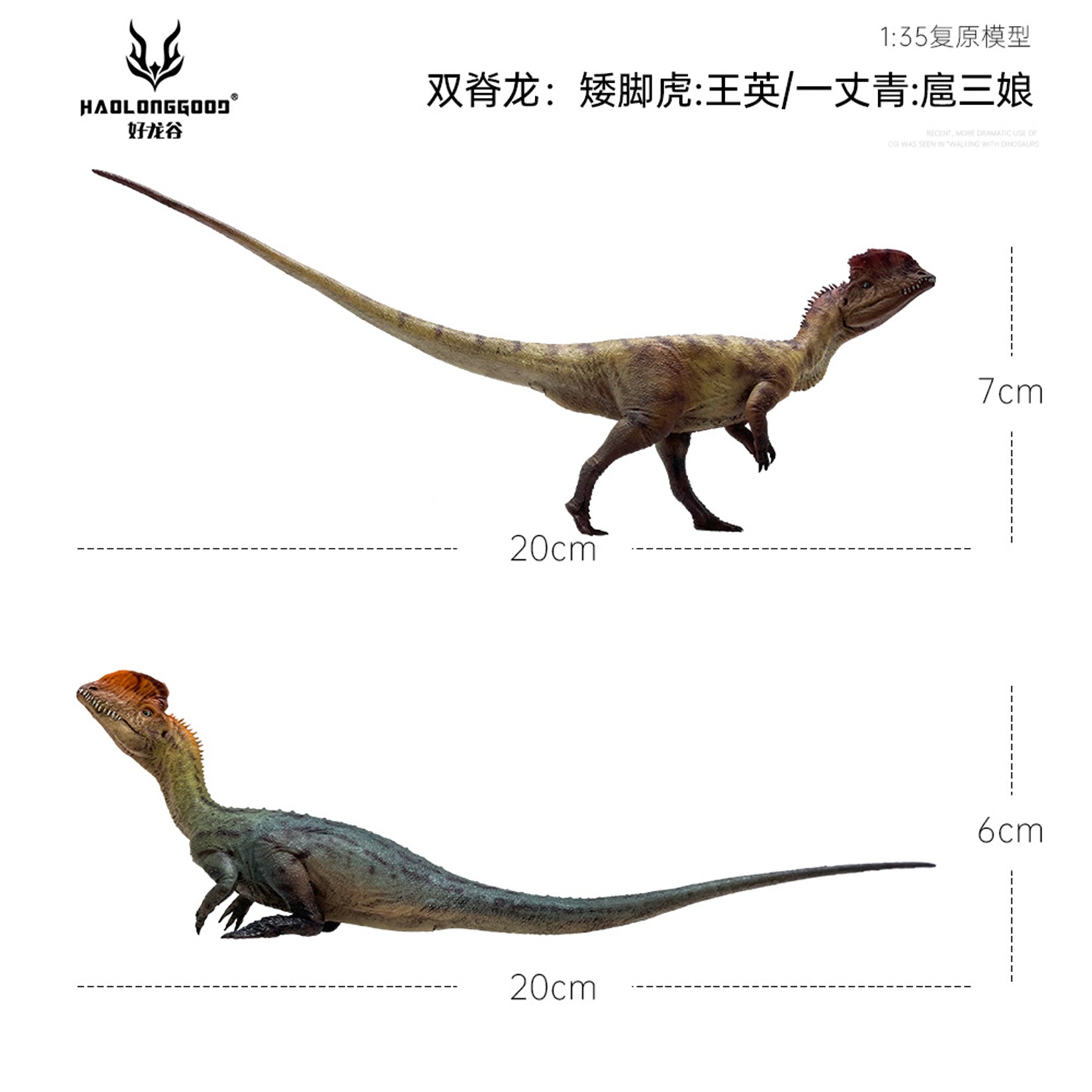 HAOLONGGOOD 1:35 Scale Dilophosaurus Pair Model