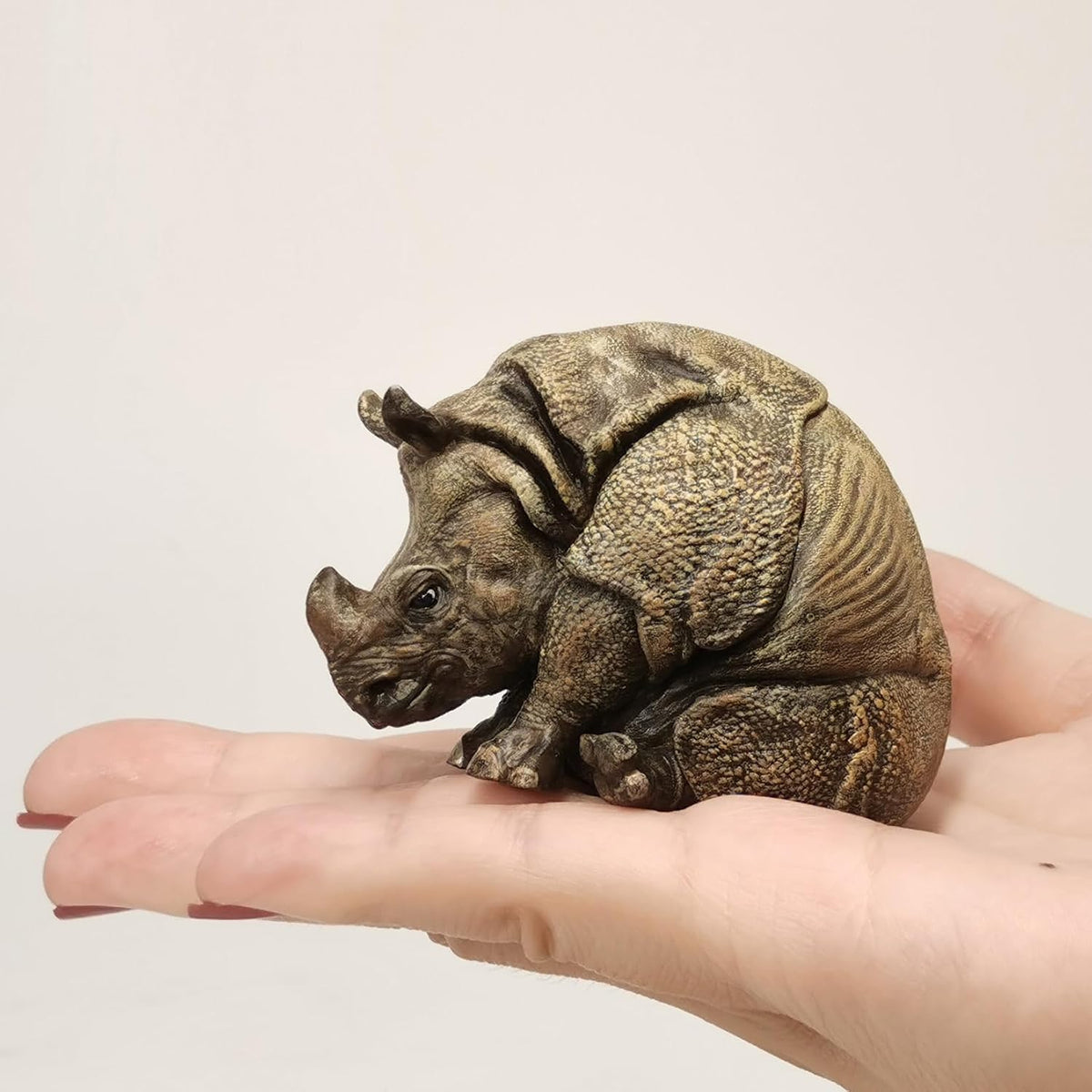 Indian Rhinoceros Realistic Animal Statue Collector Figurine