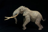 De CLAY Studio African Elephant battling bulls Statue