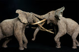 De CLAY Studio African Elephant battling bulls Statue