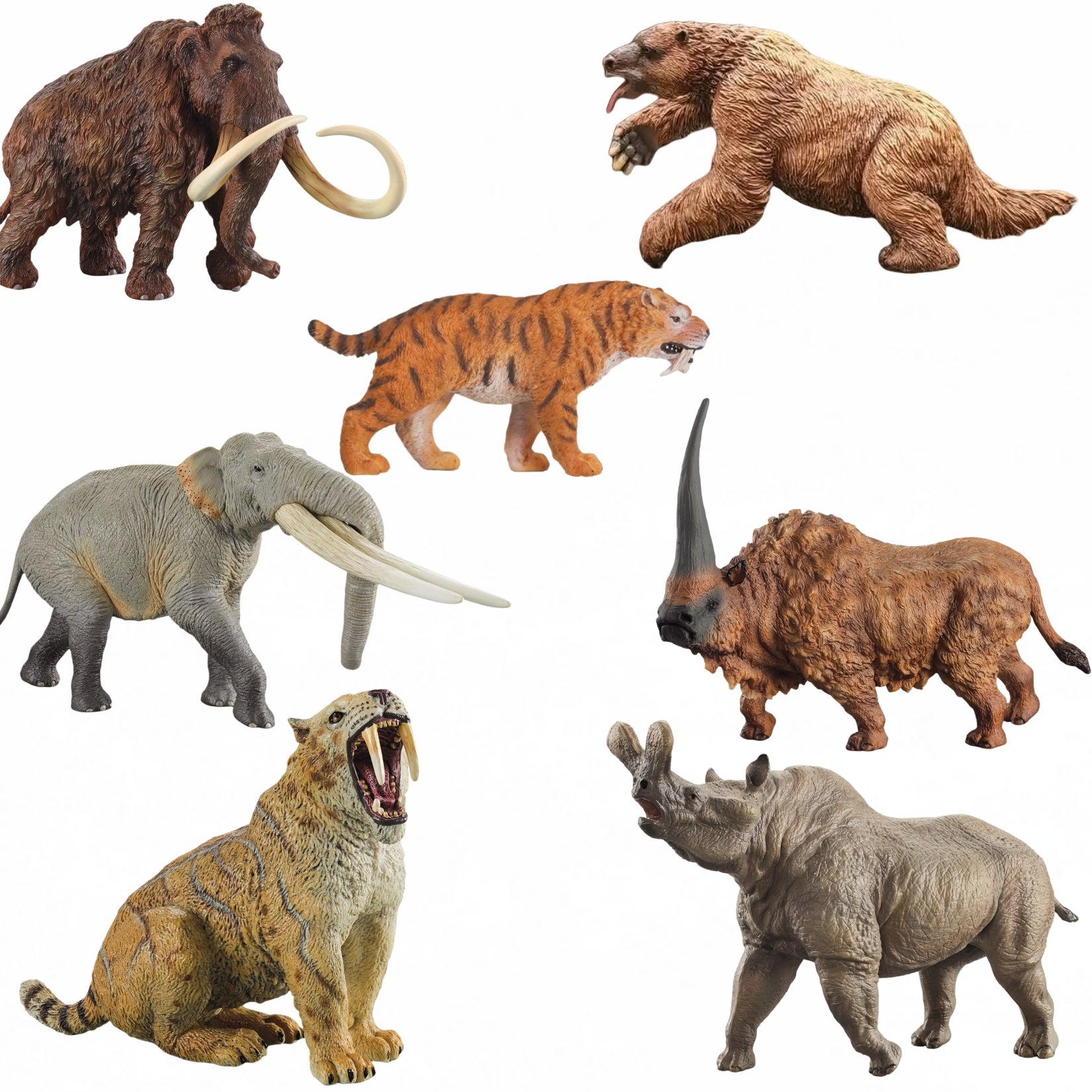 TNG Elasmotherium Megatherium Woolly Mammoth Stegodon Brontotheriidae Smilodon Figure