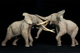 De CLAY Studio African Elephant battling bulls Statue