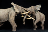 De CLAY Studio African Elephant battling bulls Statue