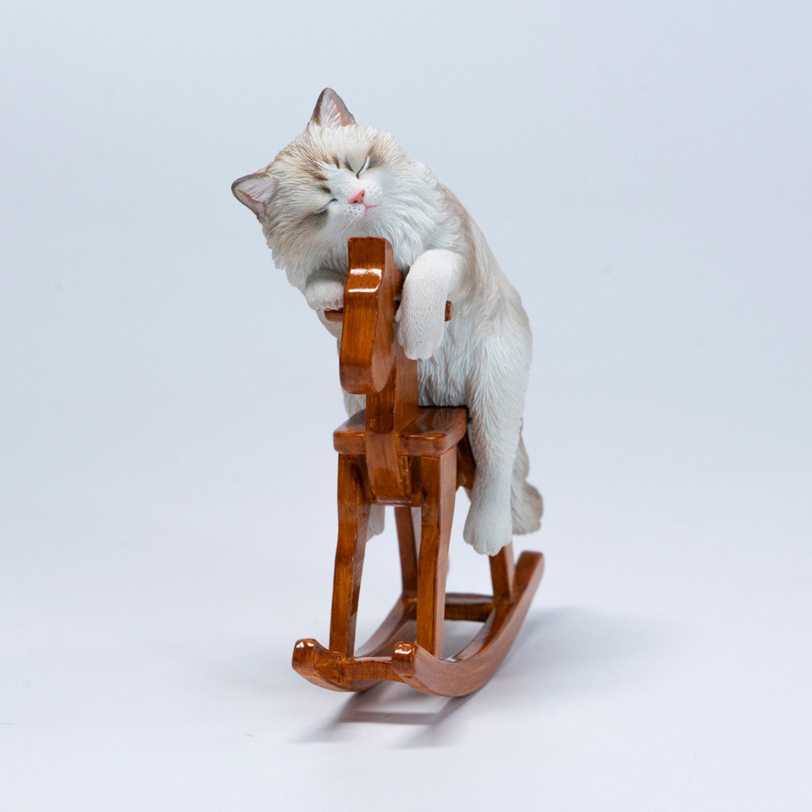 JXK Studio Wooden Horse Ragdoll Cat Figurine