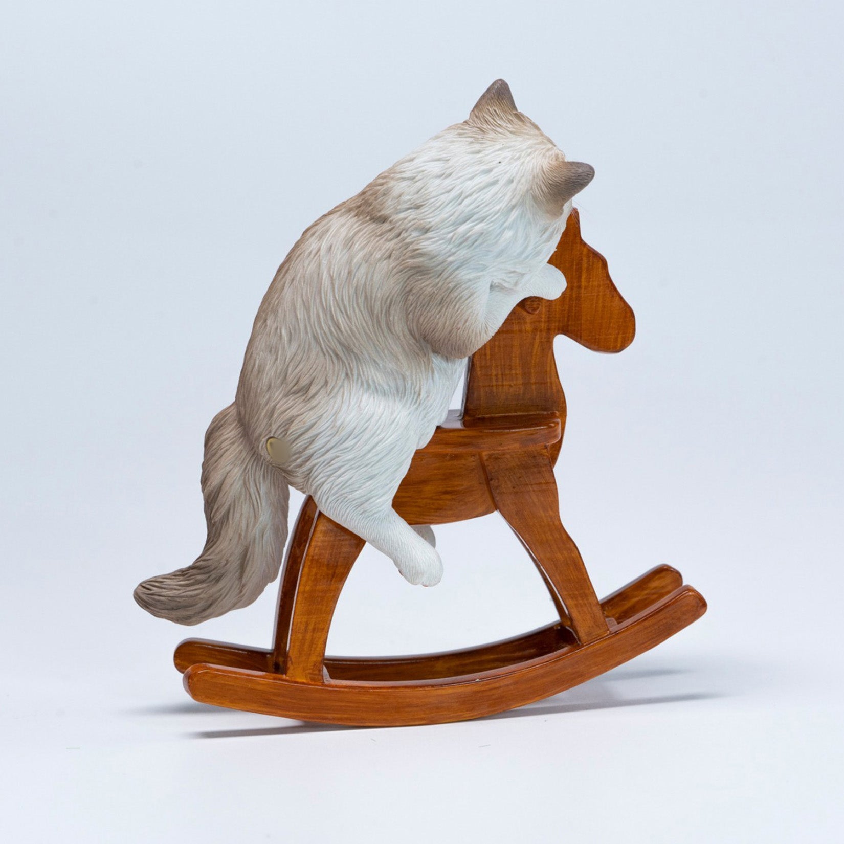 JXK Studio Wooden Horse Ragdoll Cat Figurine
