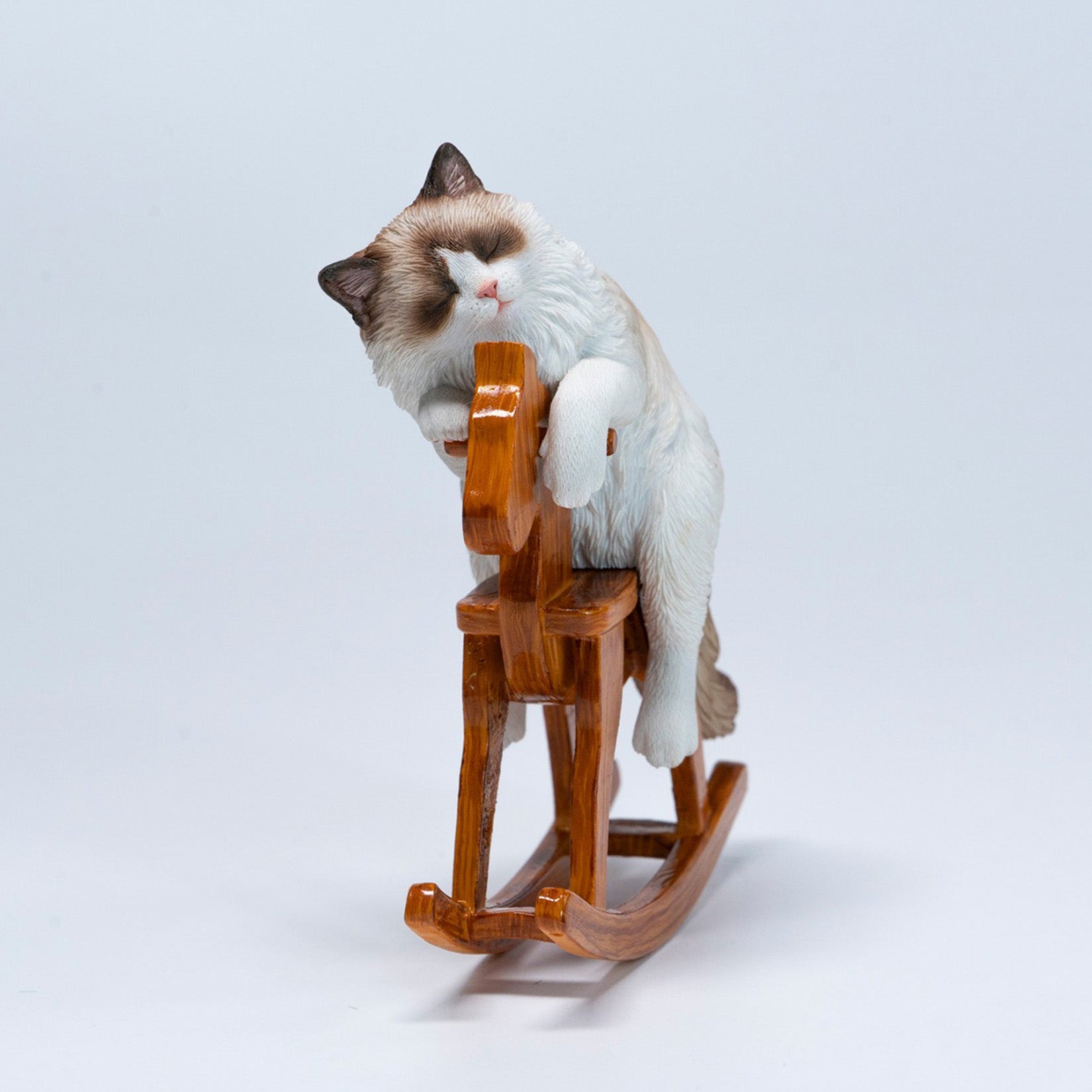 JXK Studio Wooden Horse Ragdoll Cat Figurine