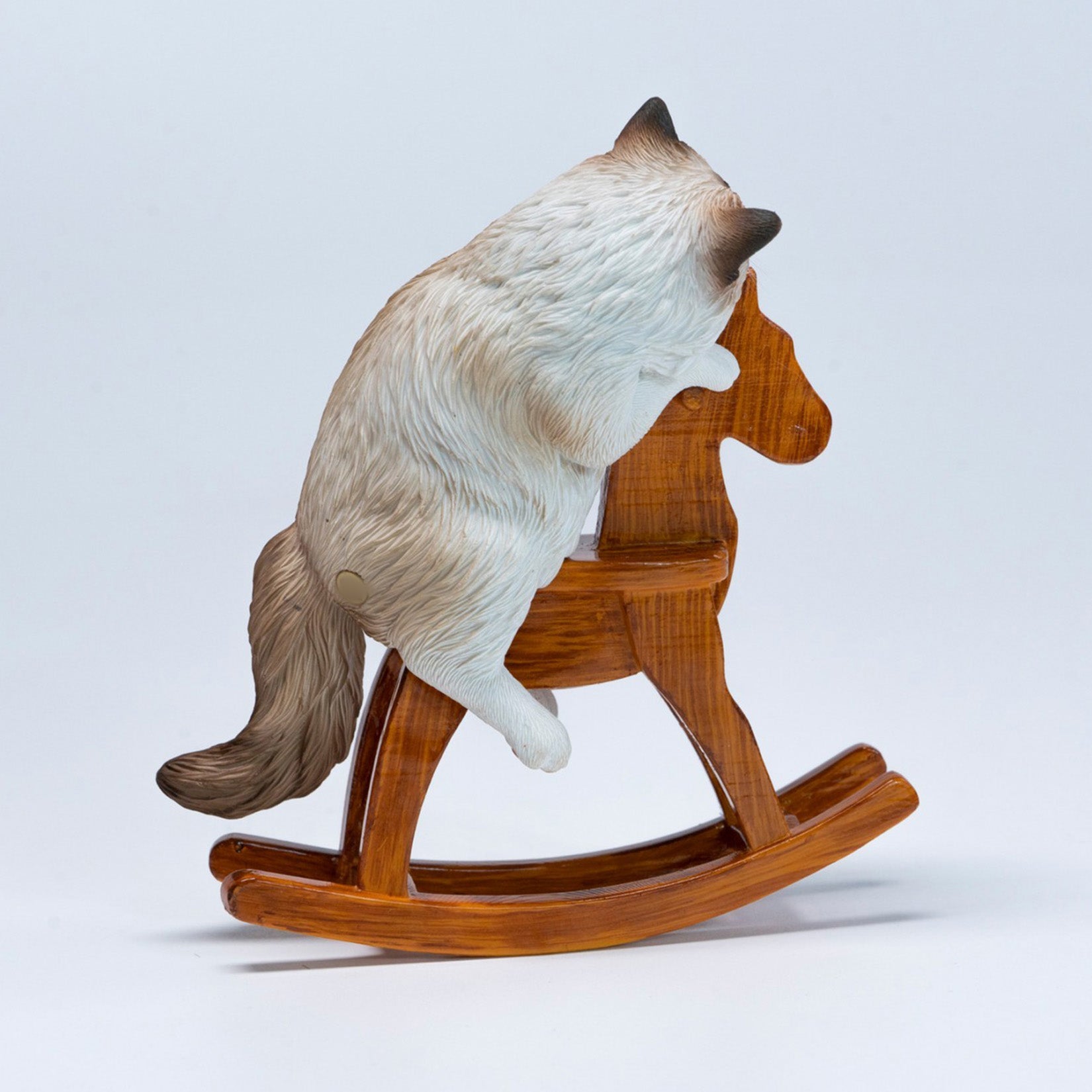 JXK Studio Wooden Horse Ragdoll Cat Figurine