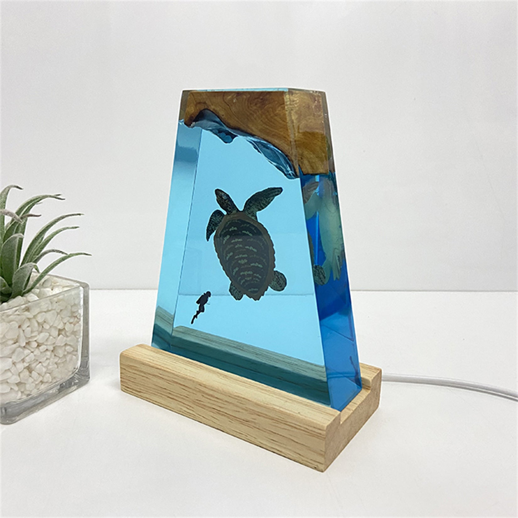 Resin Sea Turtle Figurine Night Light