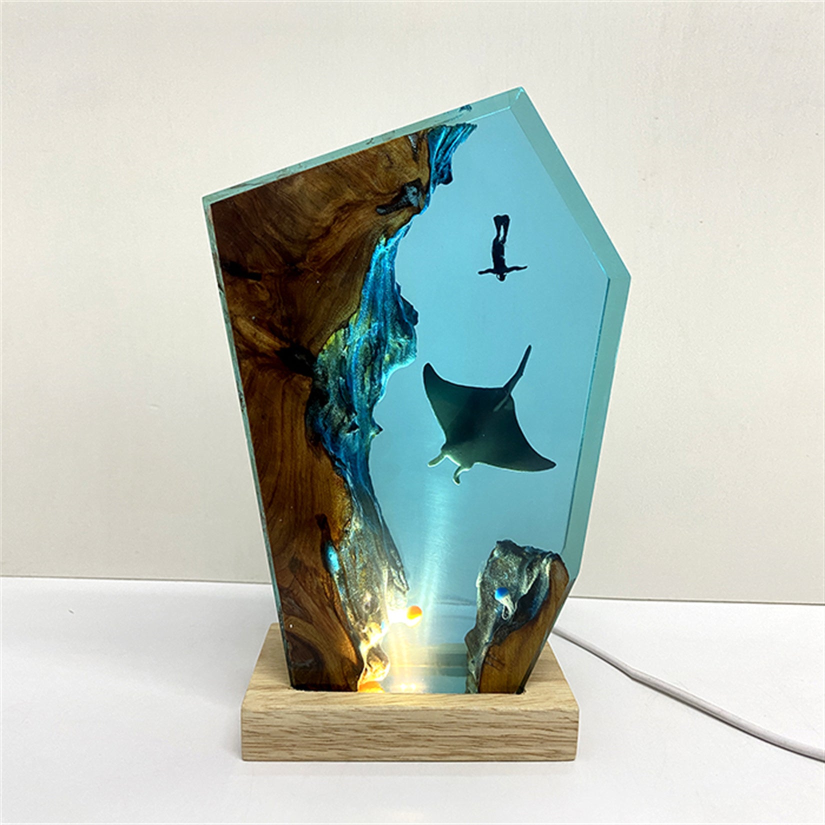 Water Jellyfish Devil Ray Ocean Art Ornament Mini Nightlight