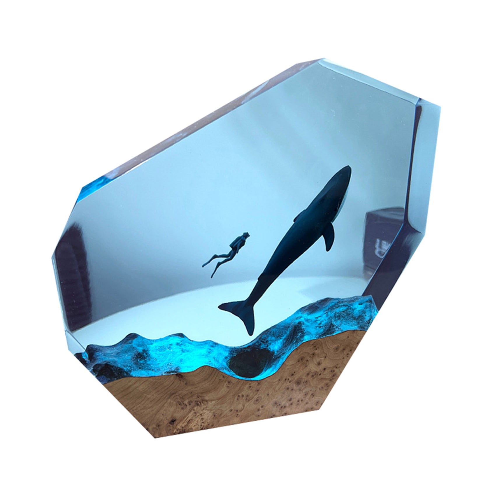 Resin Ocean Lamp Diver Whale Figure