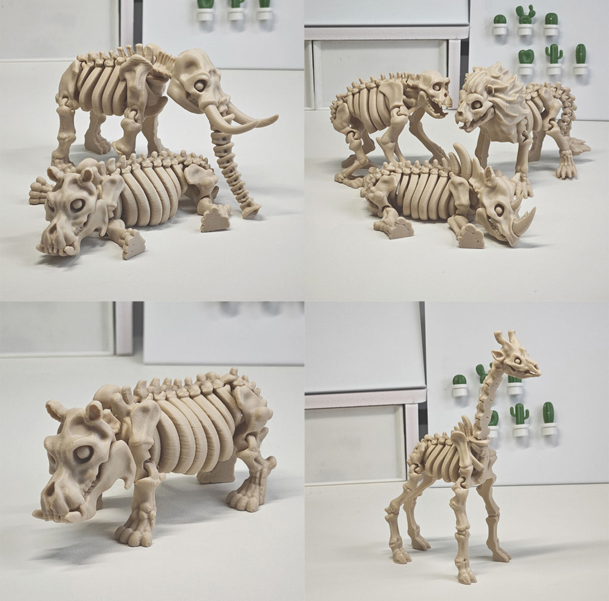 3D Printed African Animal Skeleton Articulated Figure