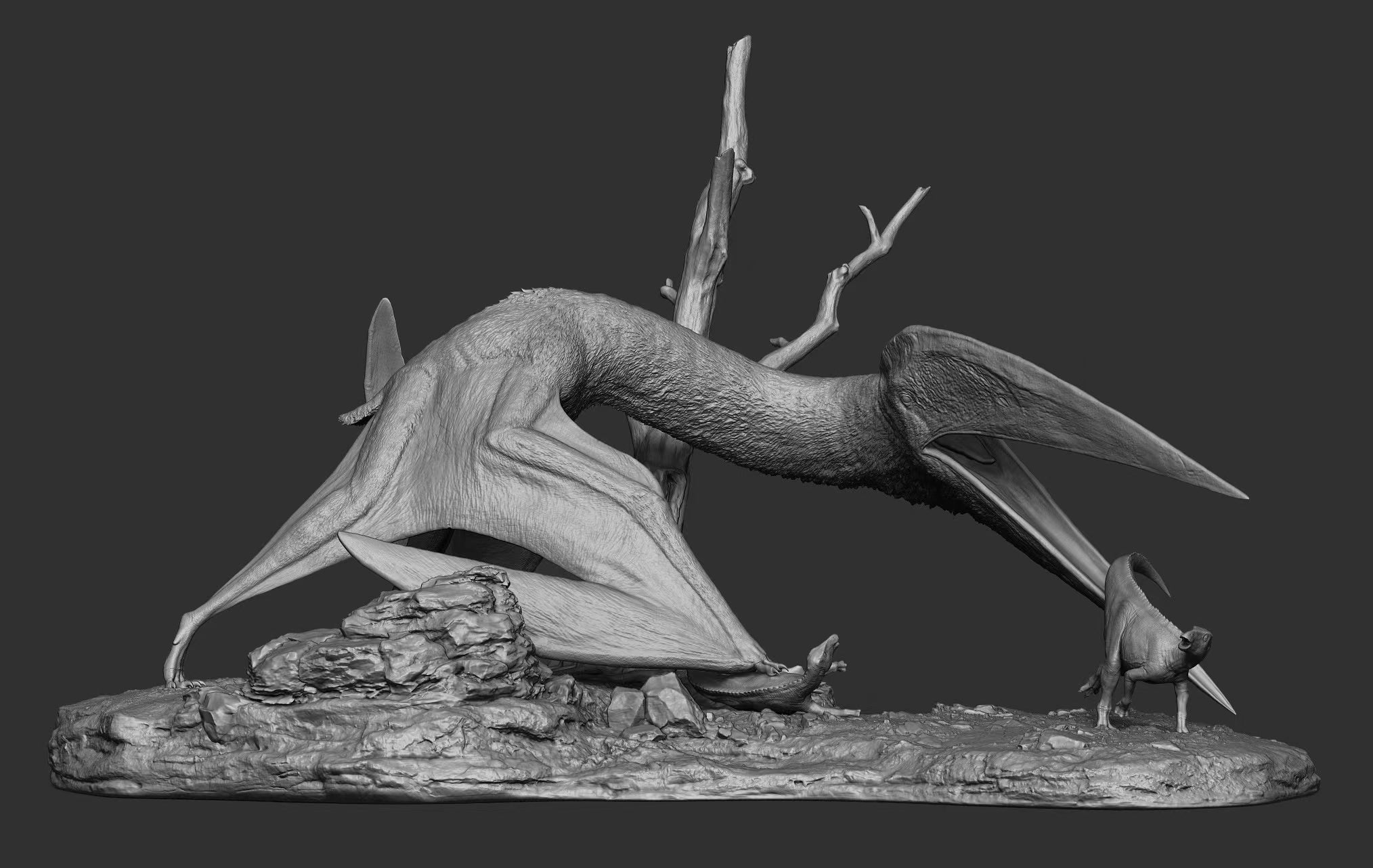 MuSee Studio 1/15 Scale Hatzegopteryx Hunting Microhadrosaurus Scene Statue