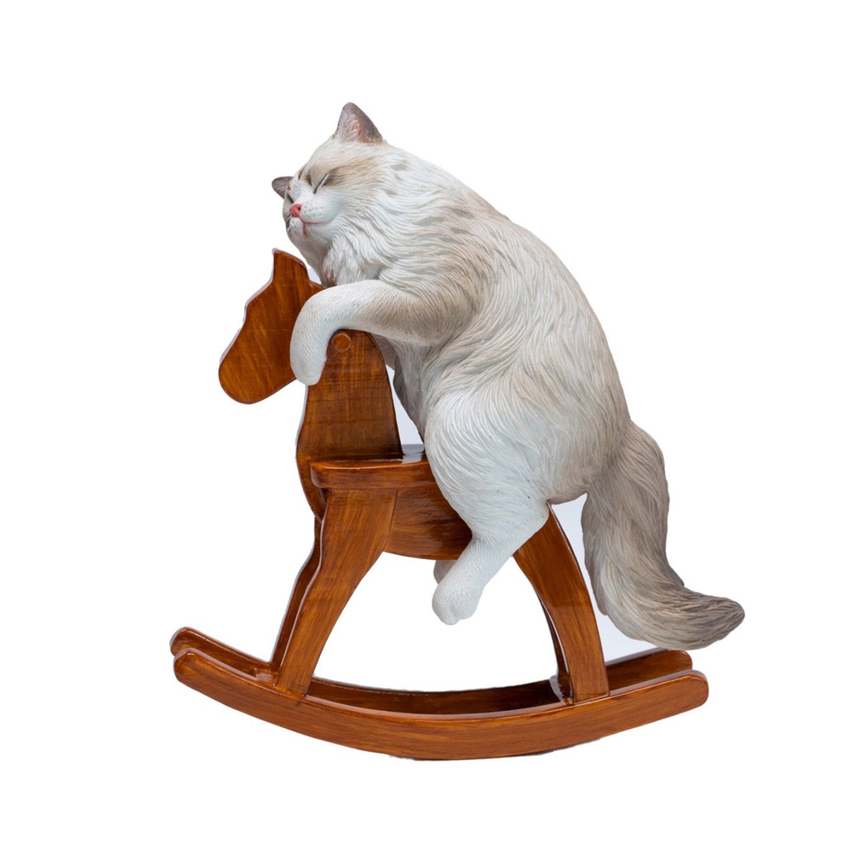 JXK Studio Wooden Horse Ragdoll Cat Figurine