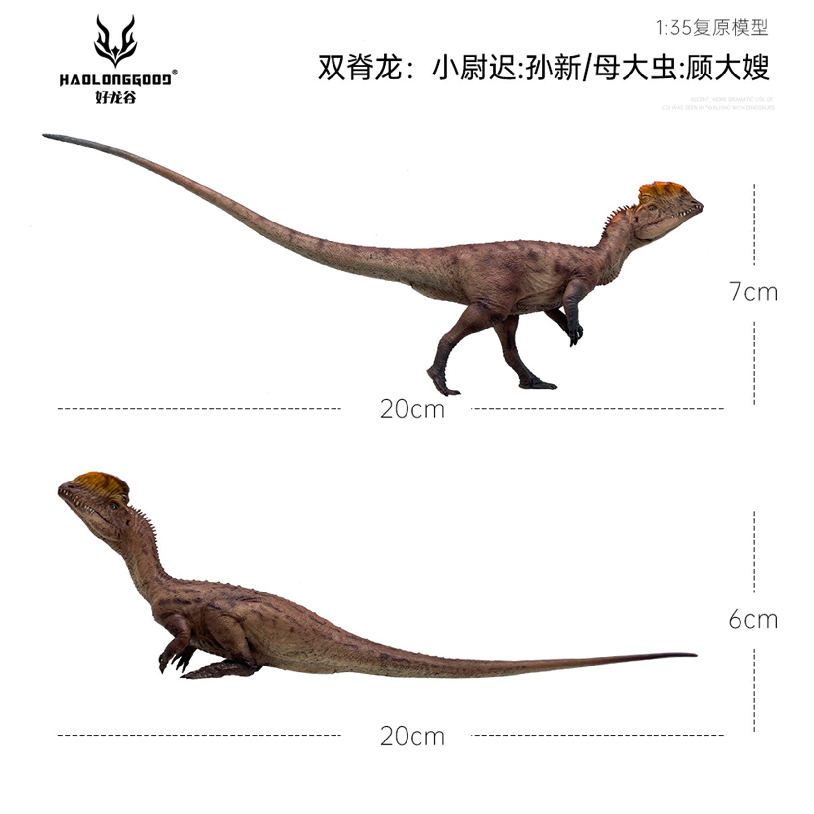 HAOLONGGOOD 1:35 Scale Dilophosaurus Pair Model