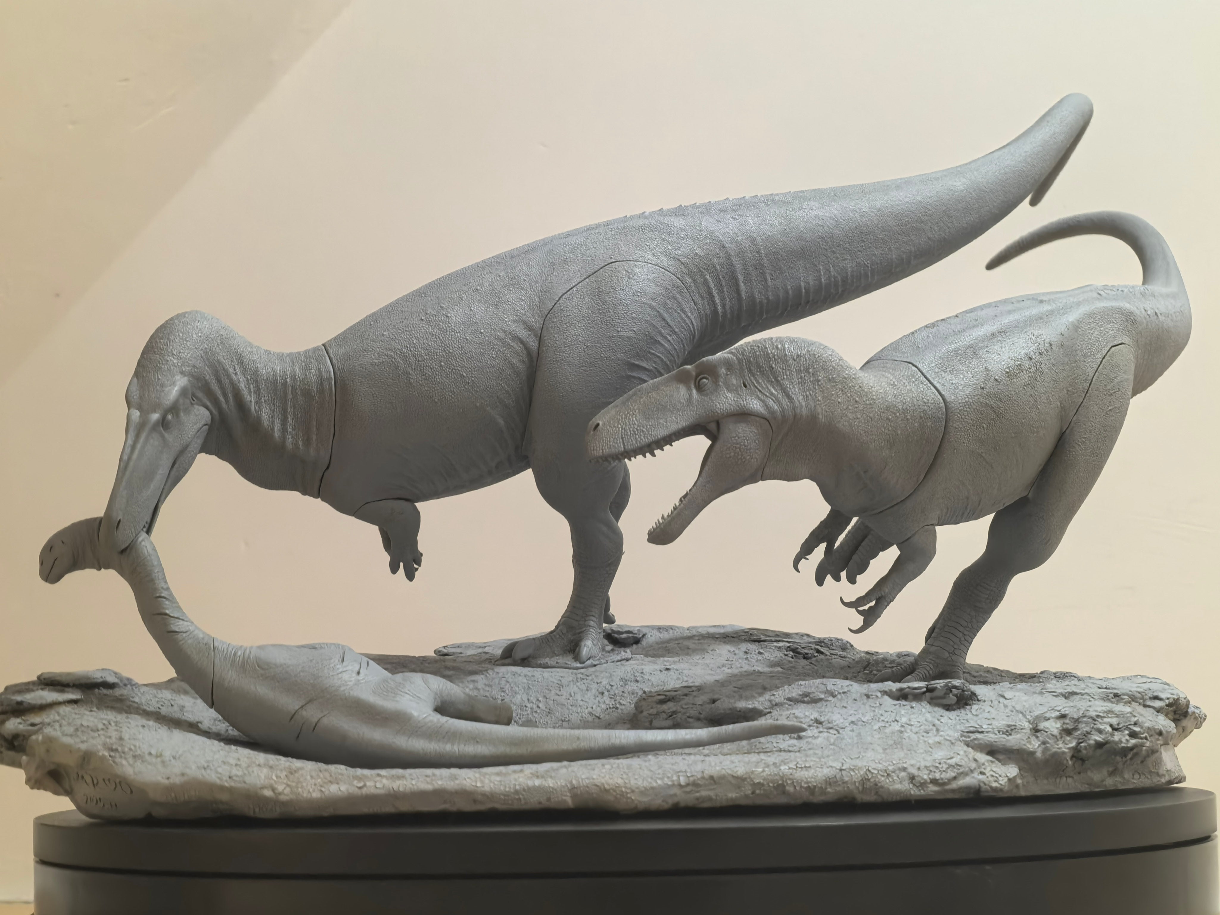 MK Studio 1:20 Scale Megalosaurus Pair Hunt Cetiosaurus Scene Statue