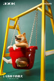 JXK 1/6 Shiba Inu On A Swing Model