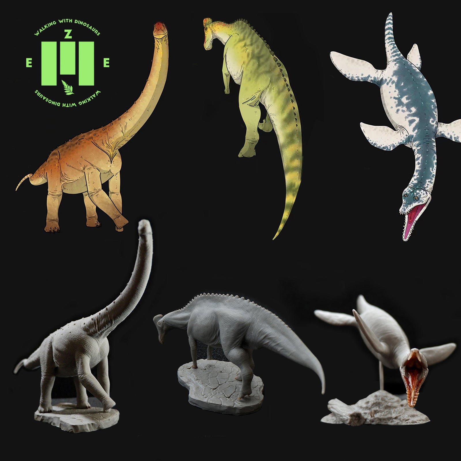 ZEE STUDIO 1:35 Scale Yuzhoupliosaurus Sahaliyania Sonidosaurus Model Kit