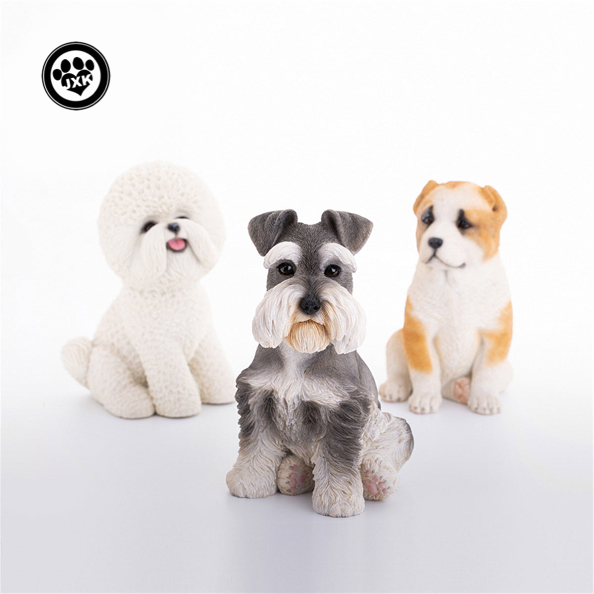 JXK Bichon Frise Schnauzer Shepherd Dog Figure