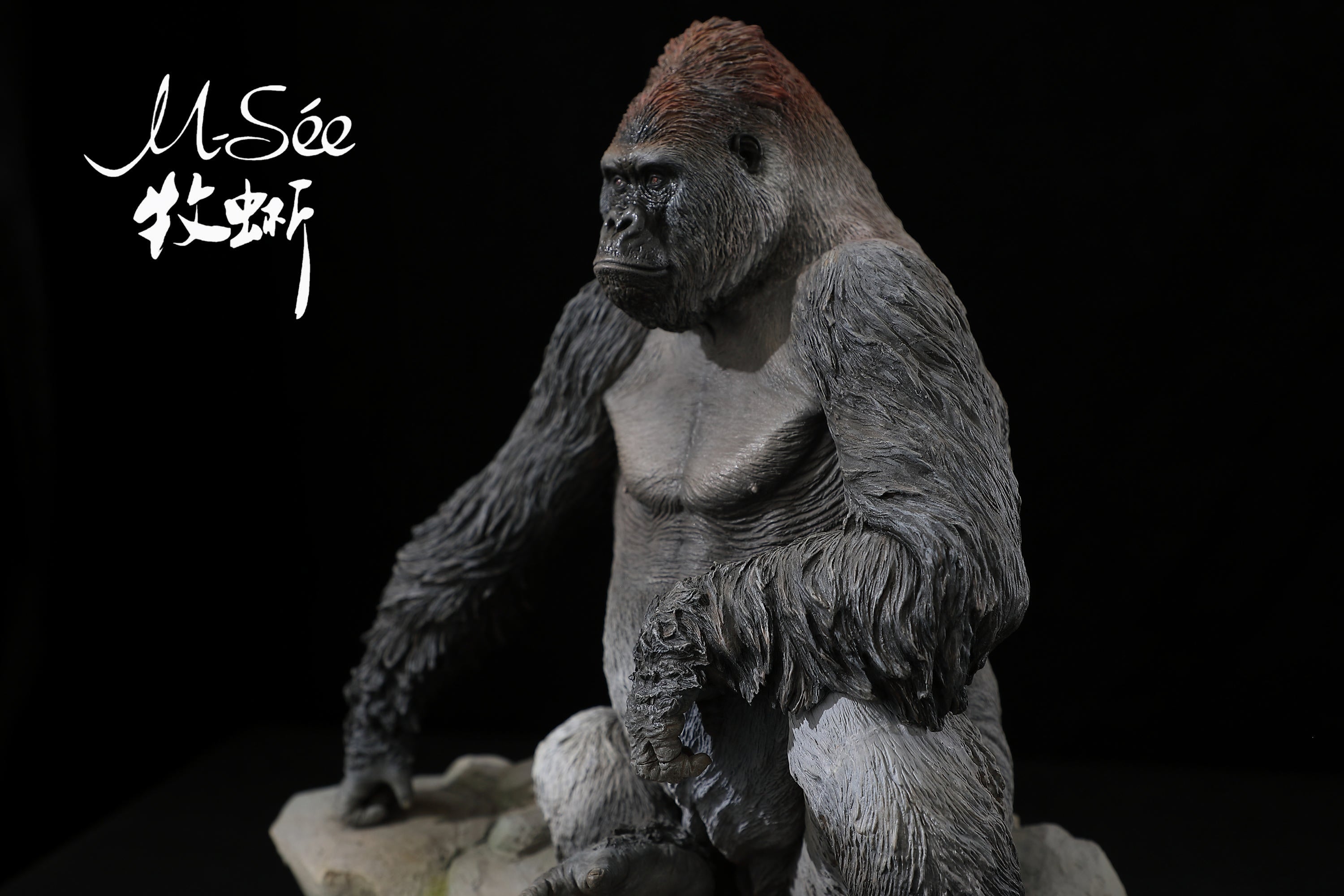 MuSee 1/6 Male Silverback Gorilla Scene Statue