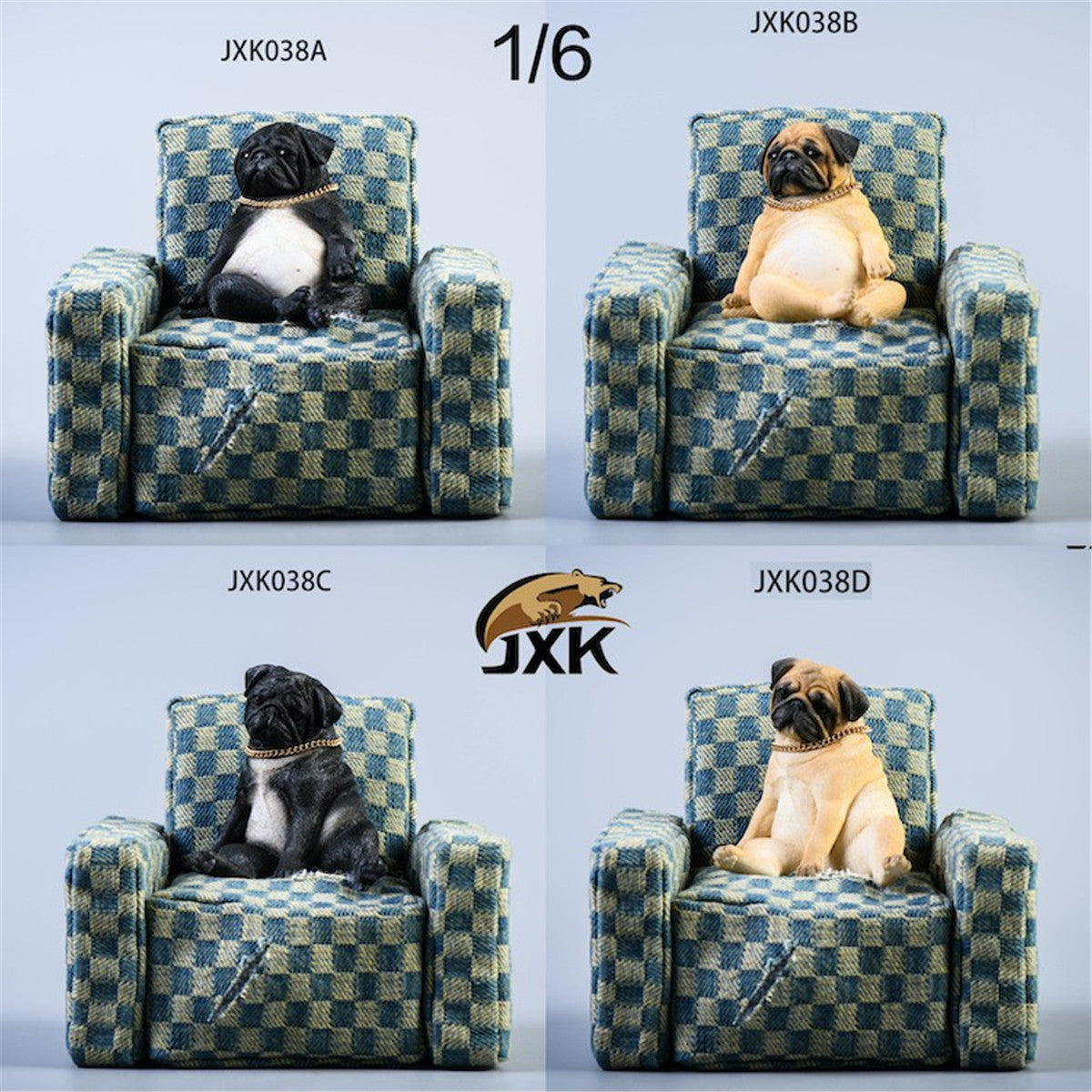 JXK 1/6 Decadent Pug With Sofa Model