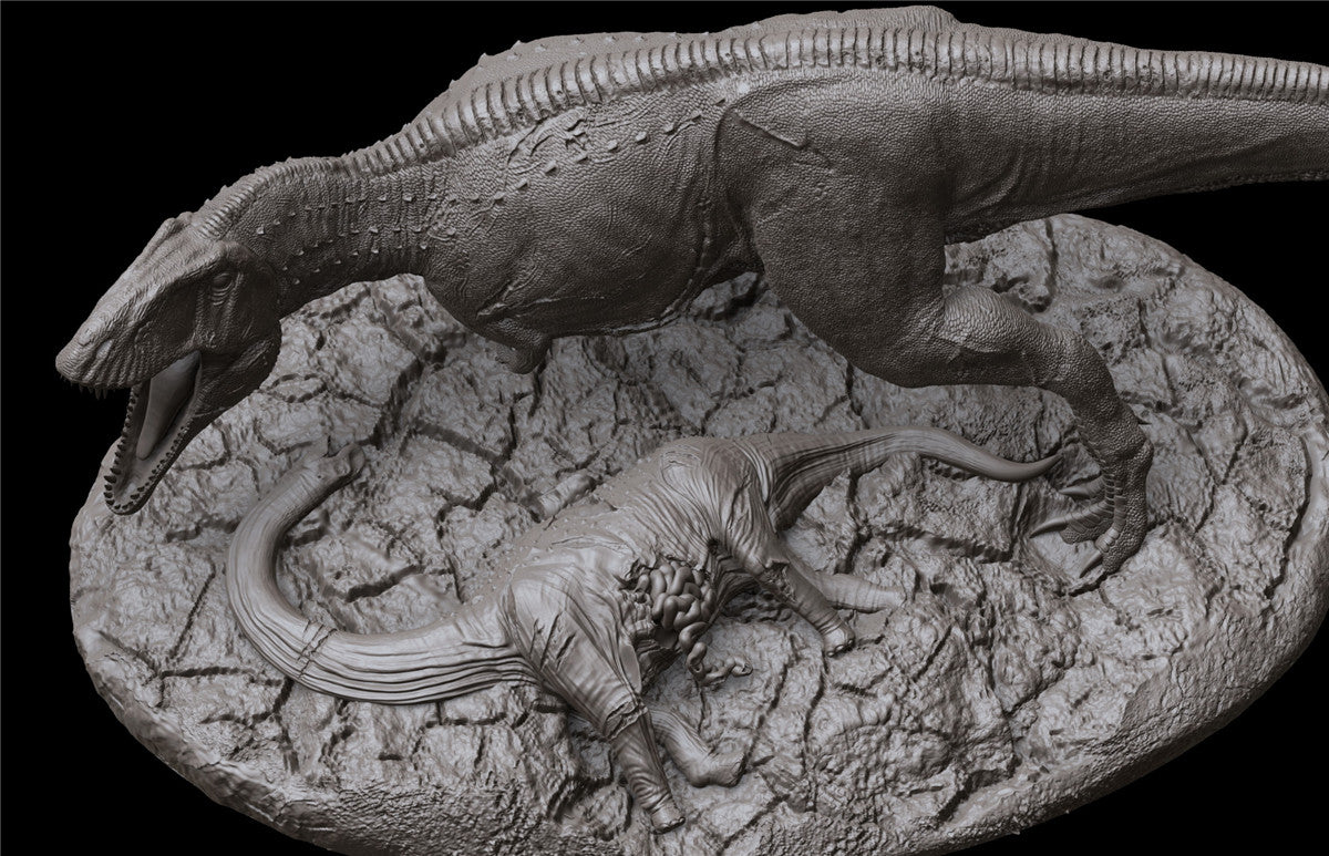 1/35 Giganotosaurus Prey Argentinosaurus Unpainted Model