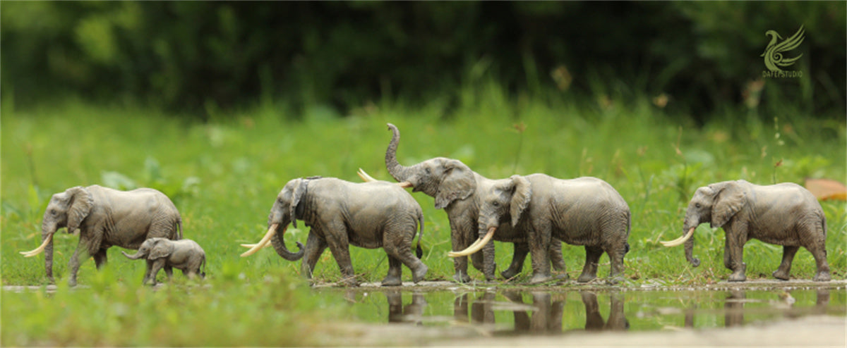 Dafei African Elephants Scene Model
