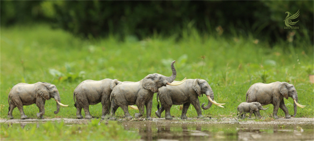 Dafei African Elephants Scene Model