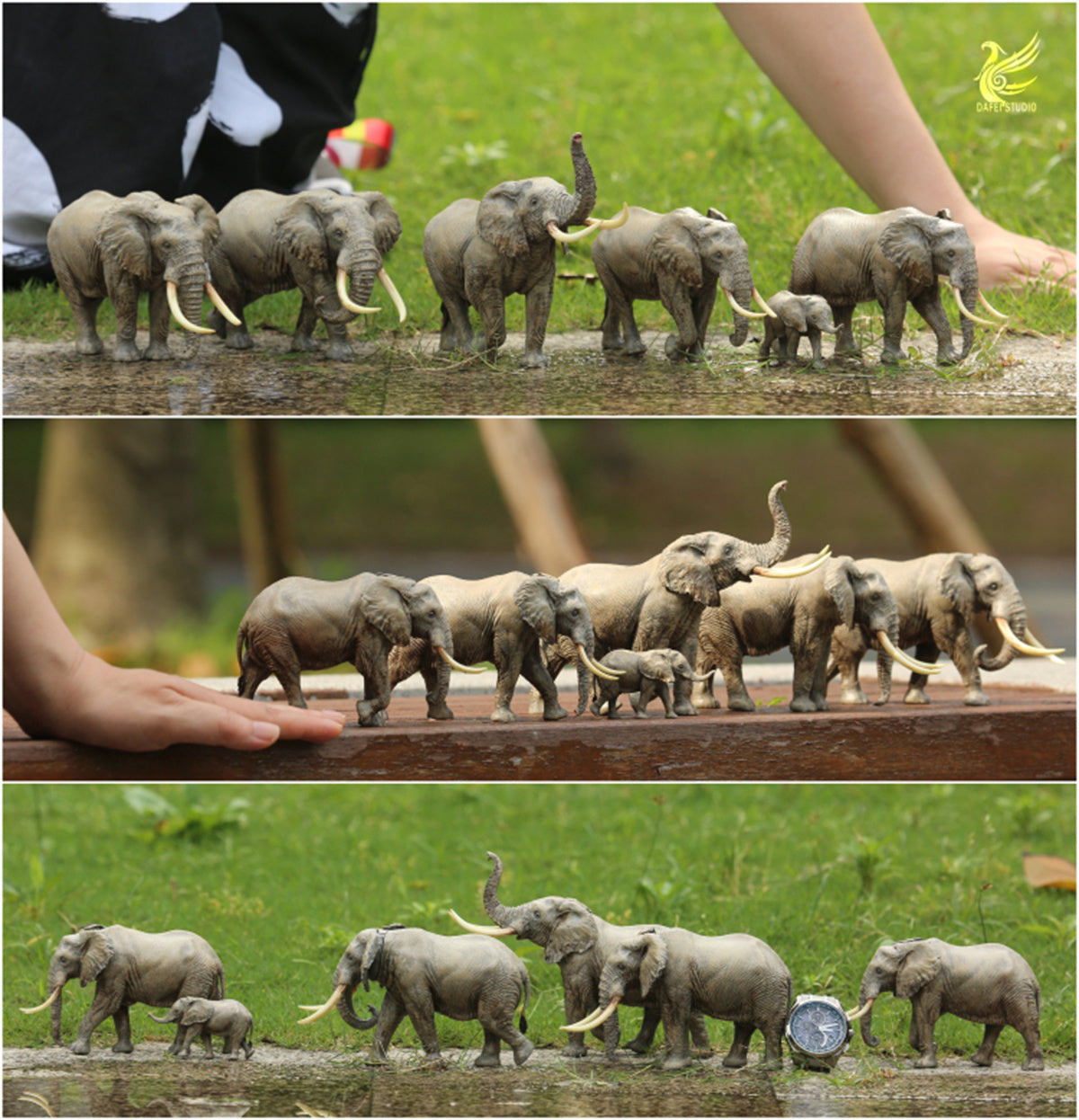 Dafei African Elephants Scene Model