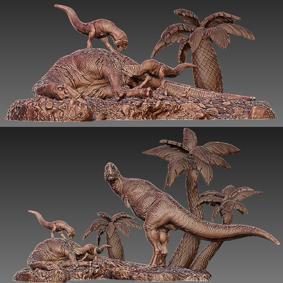 Pycnonemosaurus Hunting Baurutitan Unpainted Kit