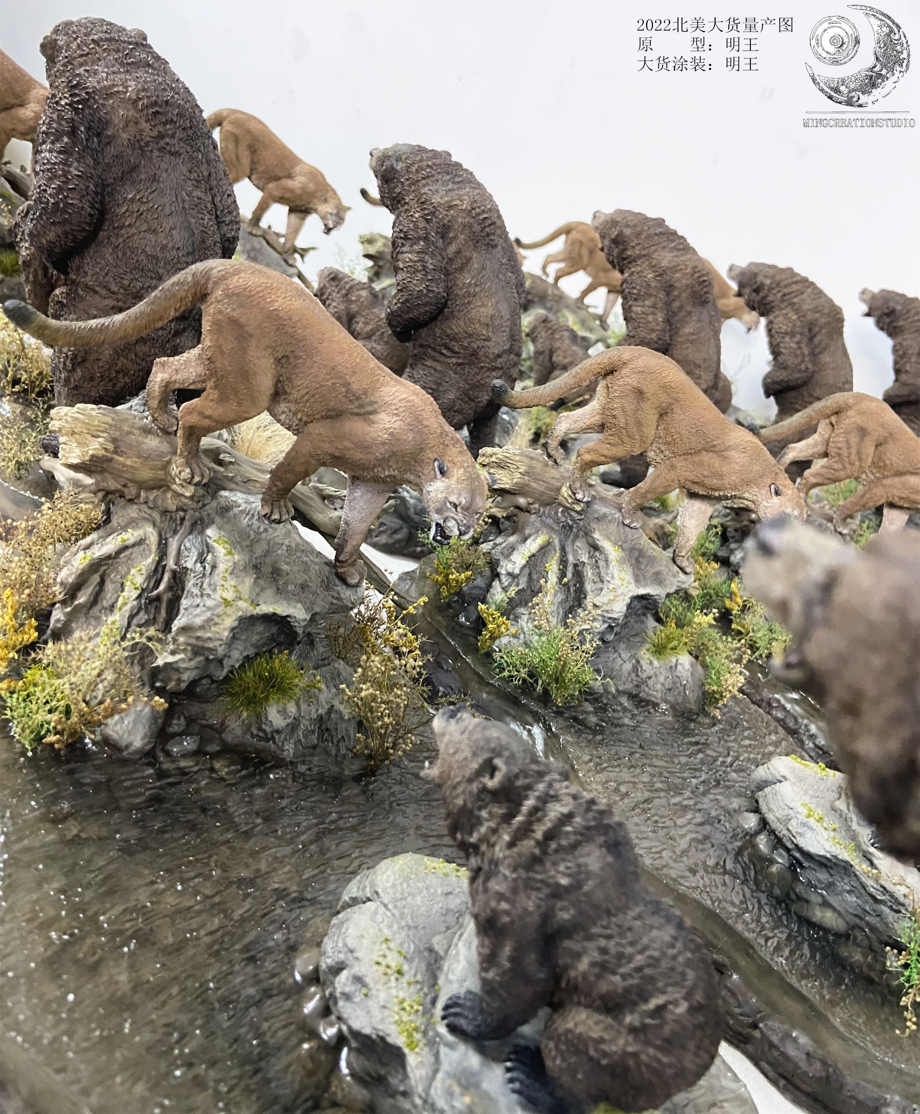 1:15 Cougar VS Brown Bear Scene Model