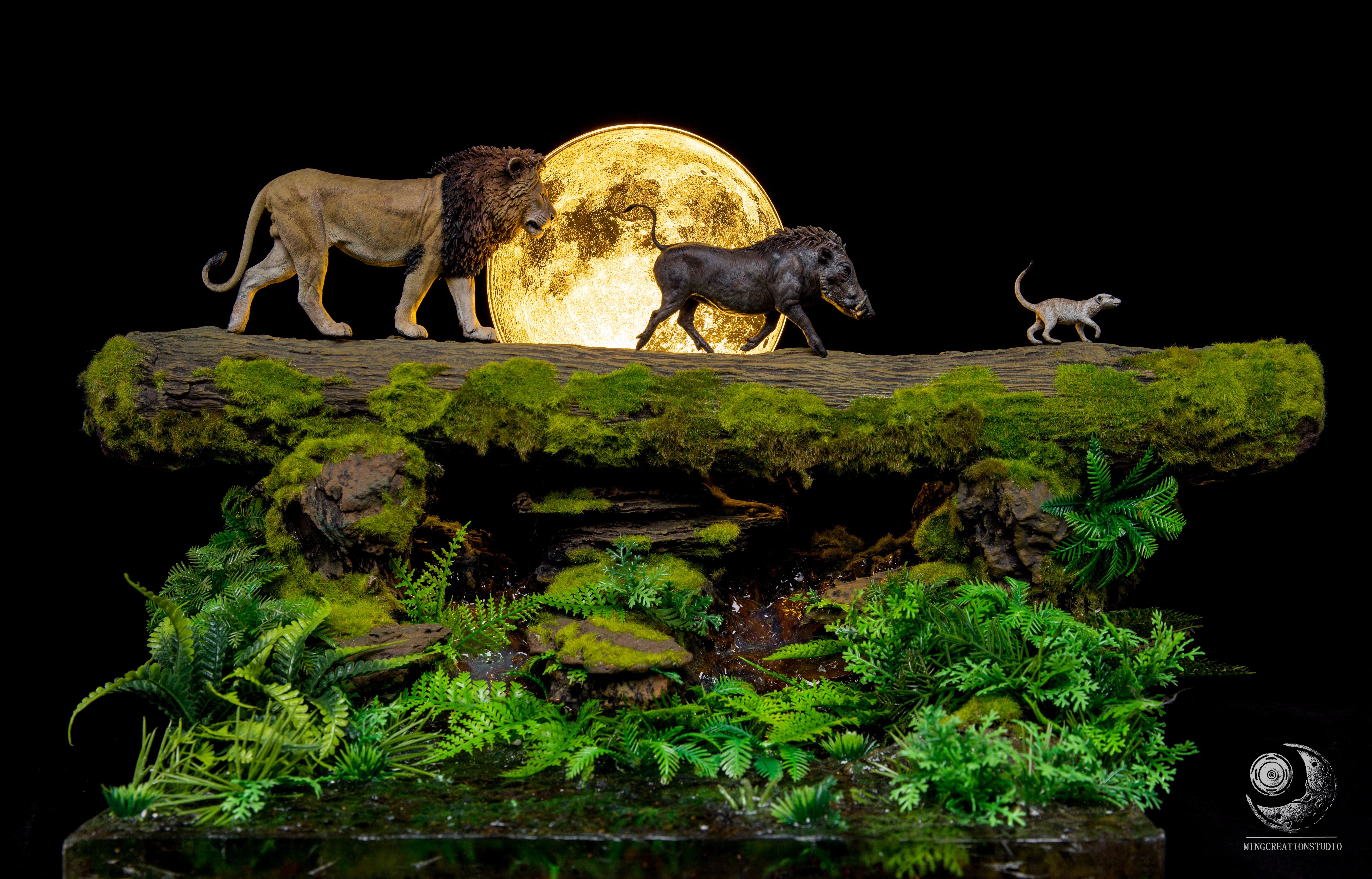 Lion Warthog Meerkat Scene Model