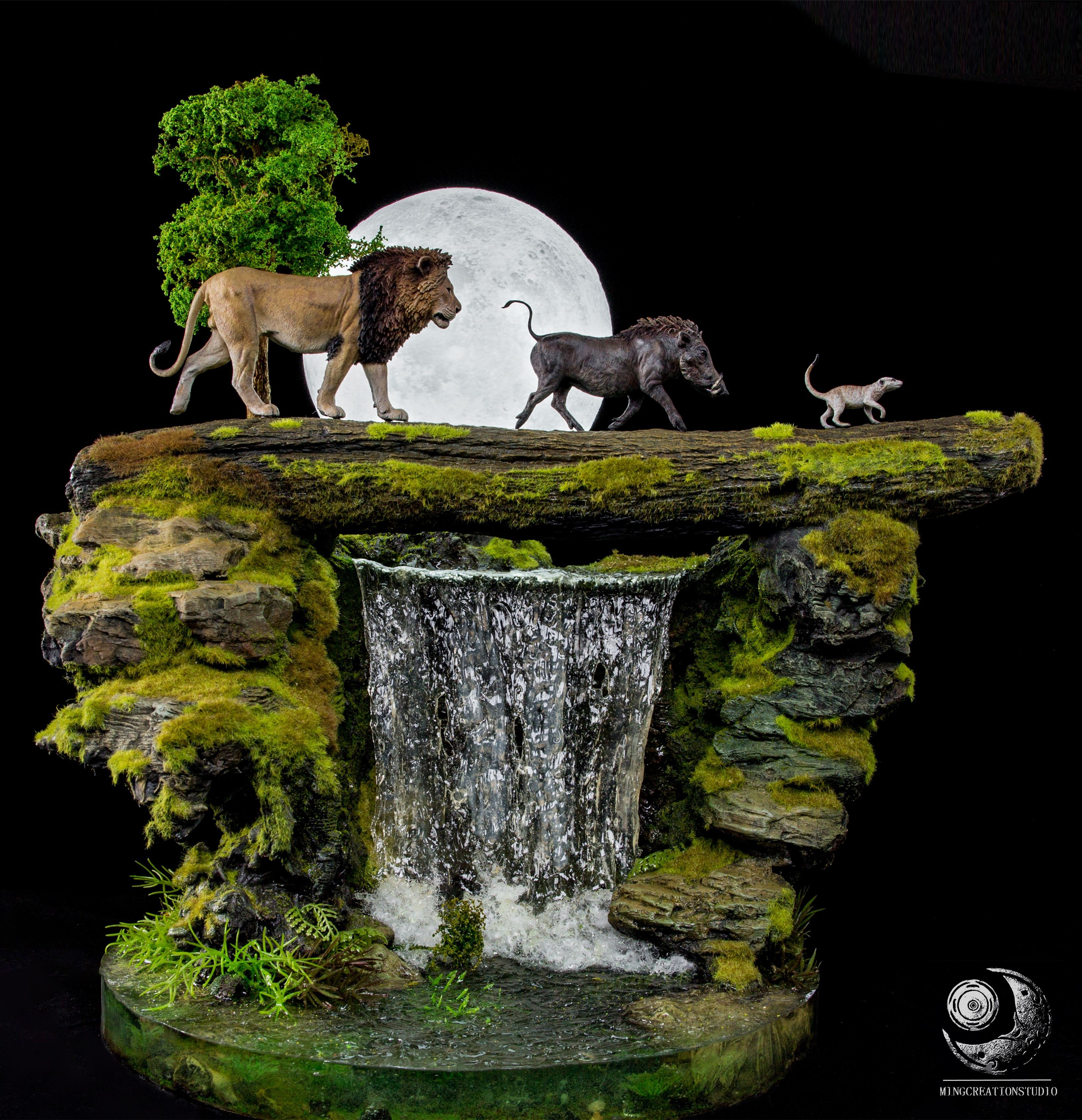 Lion Warthog Meerkat Scene Model