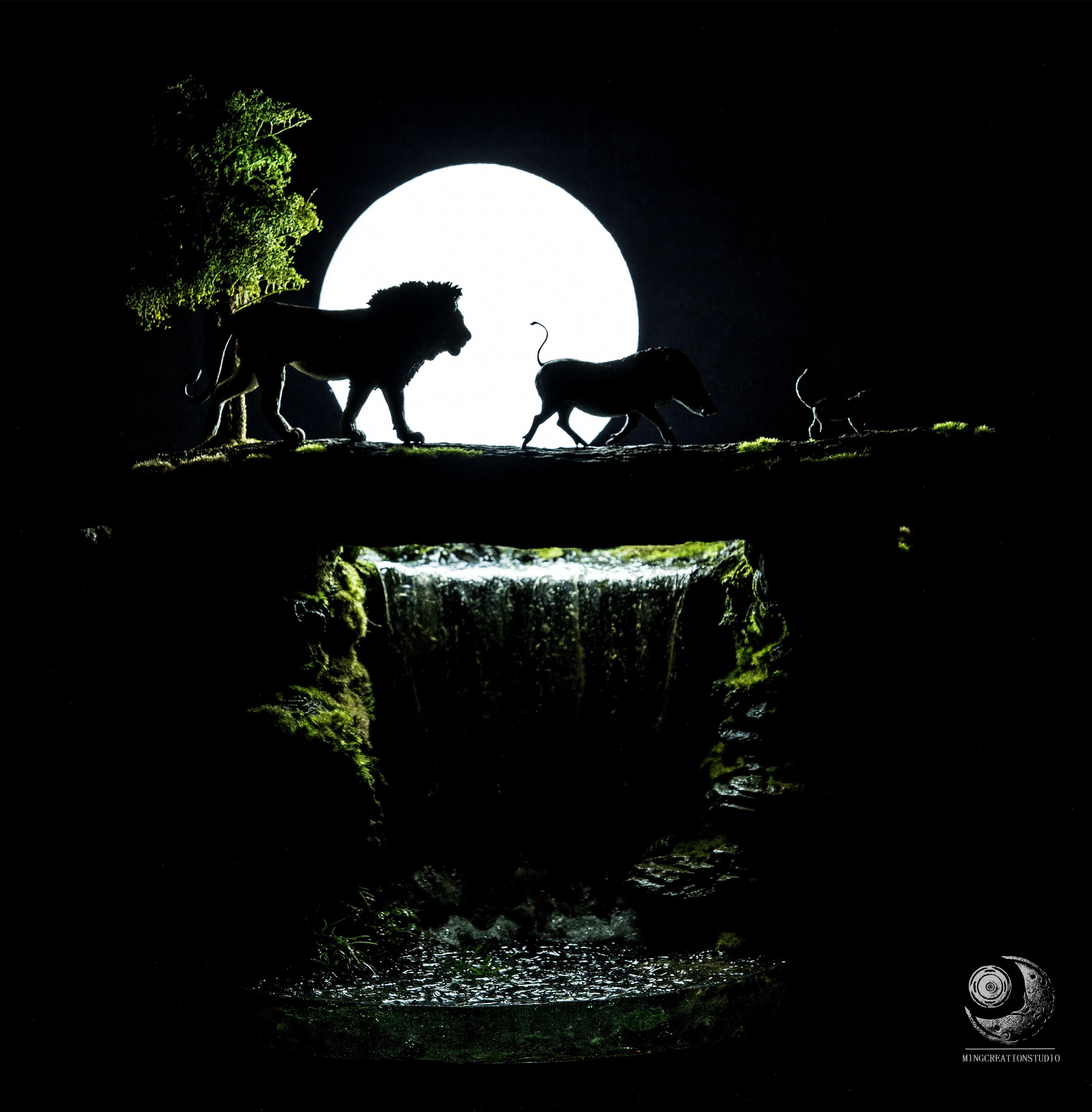 Lion Warthog Meerkat Scene Model