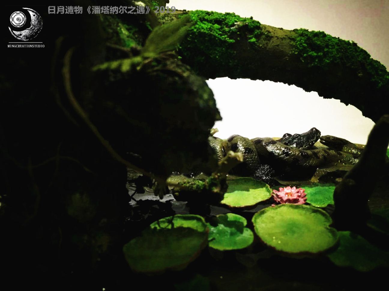 Panthera onca Eunectes Murinus Caiman Scene Model