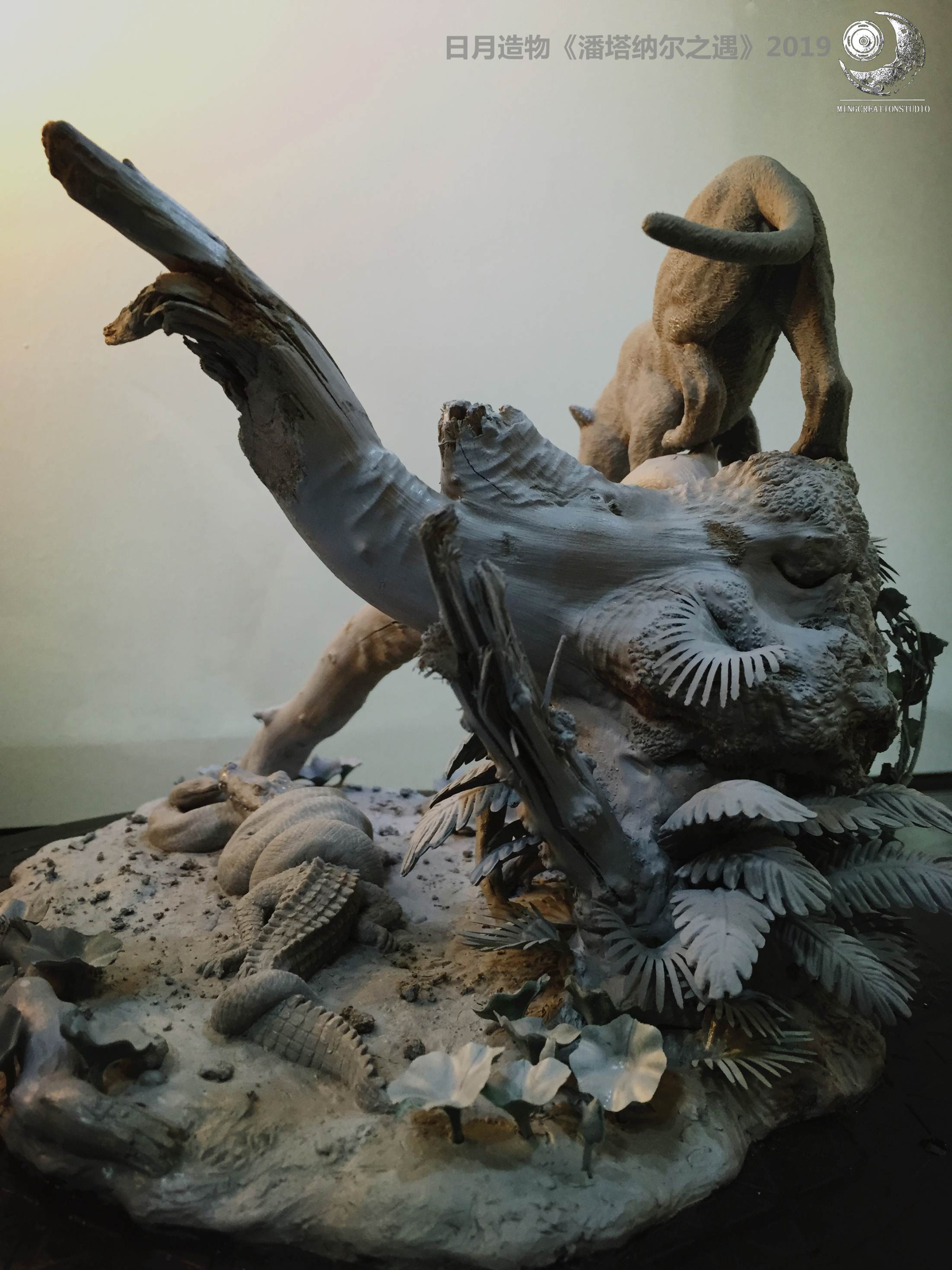 Panthera onca Eunectes Murinus Caiman Scene Model