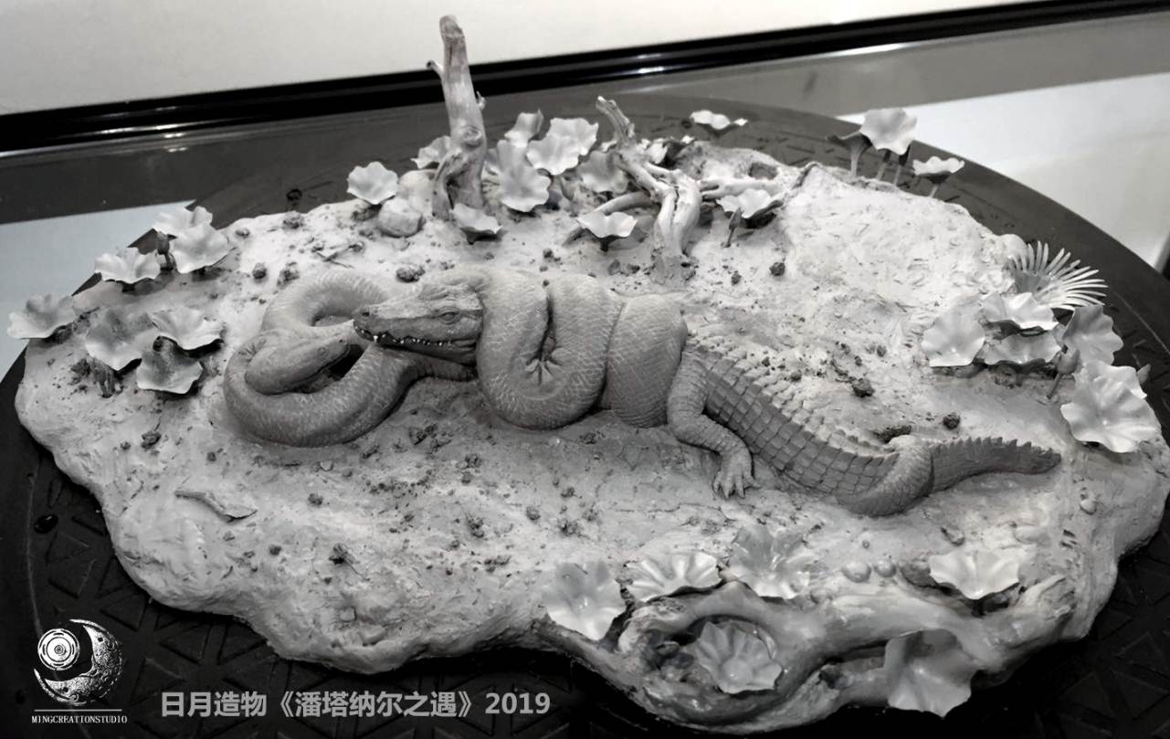 Panthera onca Eunectes Murinus Caiman Scene Model