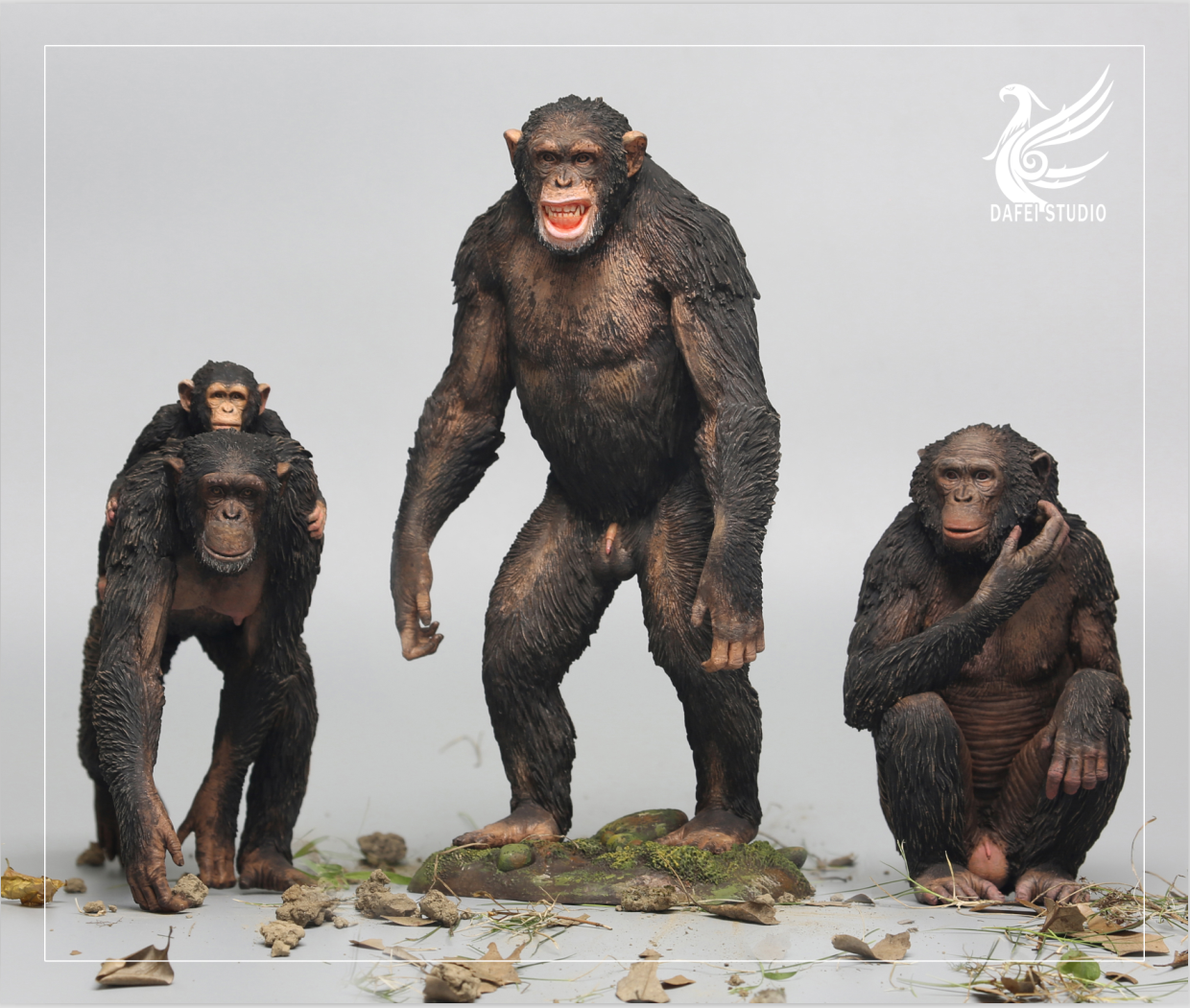 Dafei Pan troglodytes Dwarf Chimpanzee Unpainted Statue