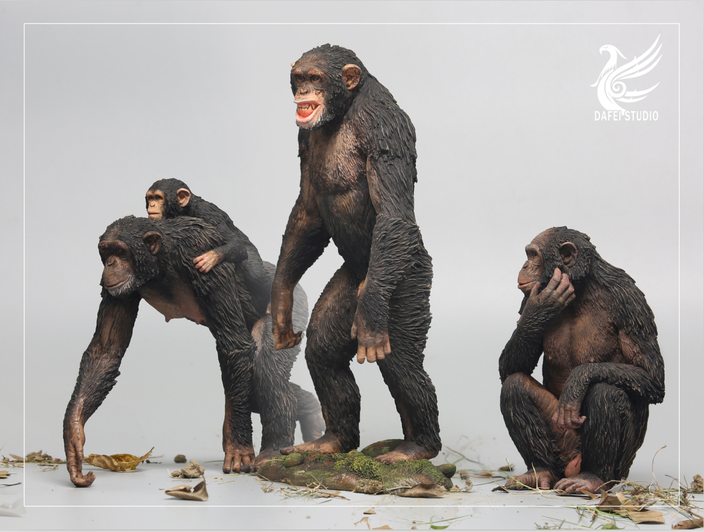 Dafei Pan troglodytes Dwarf Chimpanzee Unpainted Statue