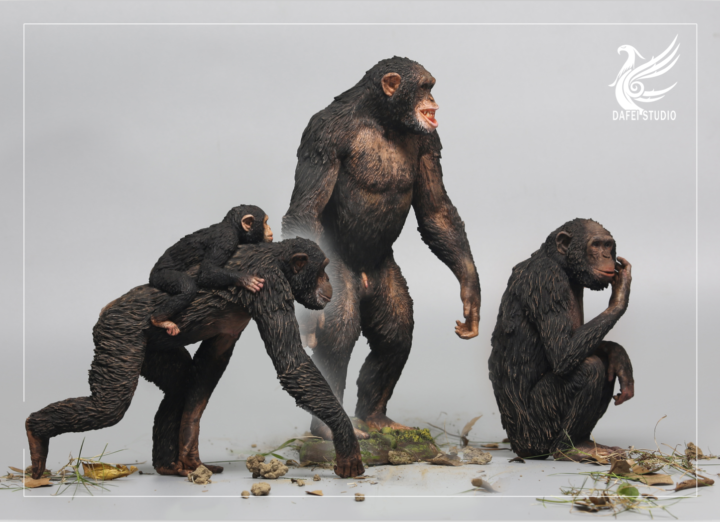 Dafei Pan troglodytes Dwarf Chimpanzee Unpainted Statue