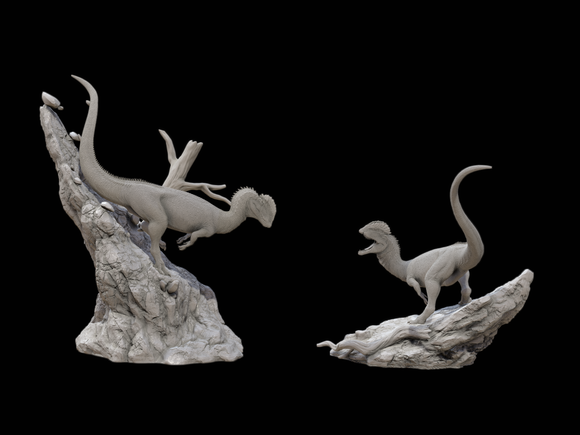LINGHU ART STUDIO 1/35 Scale Dilophosaurus Scene Model Kit Custom