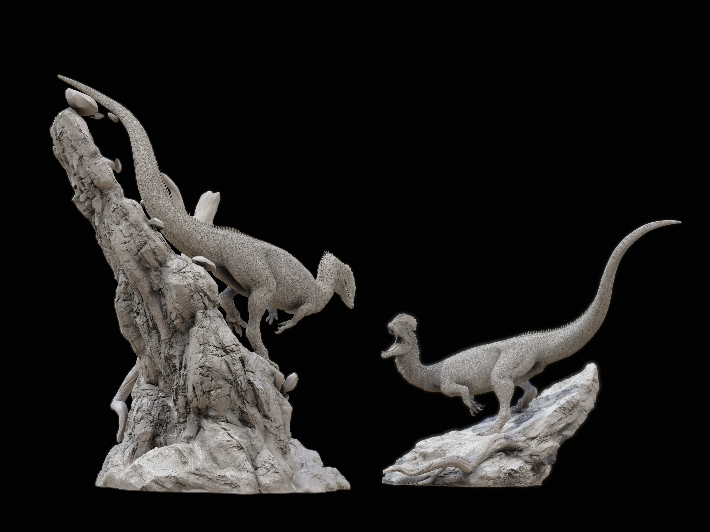 LINGHU ART STUDIO 1/35 Scale Dilophosaurus Scene Model Kit