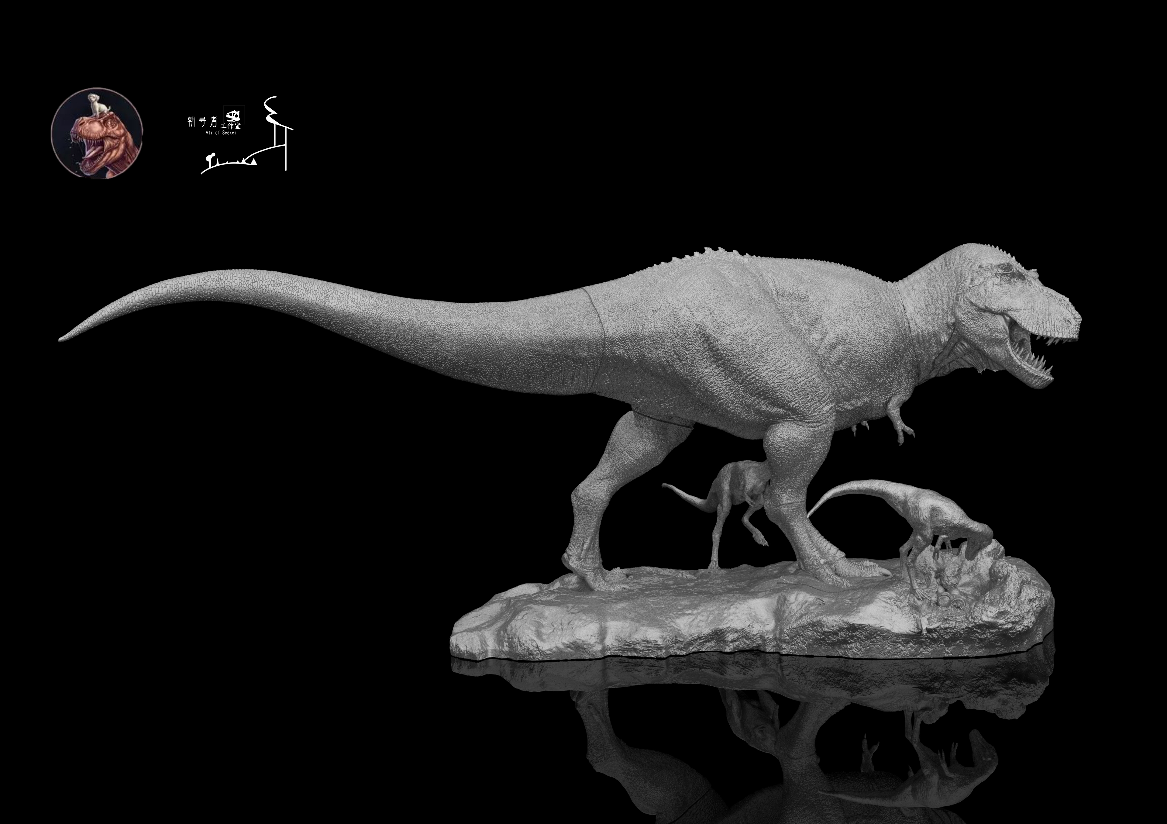 Atr of Seeker Studio 1/18 Scale Tyrannosaurus Rex Osborn Family Scene Model Kit