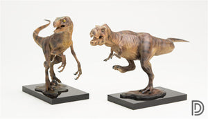 DINO DREAM Tyrannosaurus T Rex & Velociraptor Set Statue