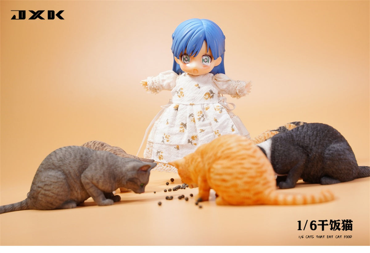 JXK 1/6 Cats That Eat Cat Food Model