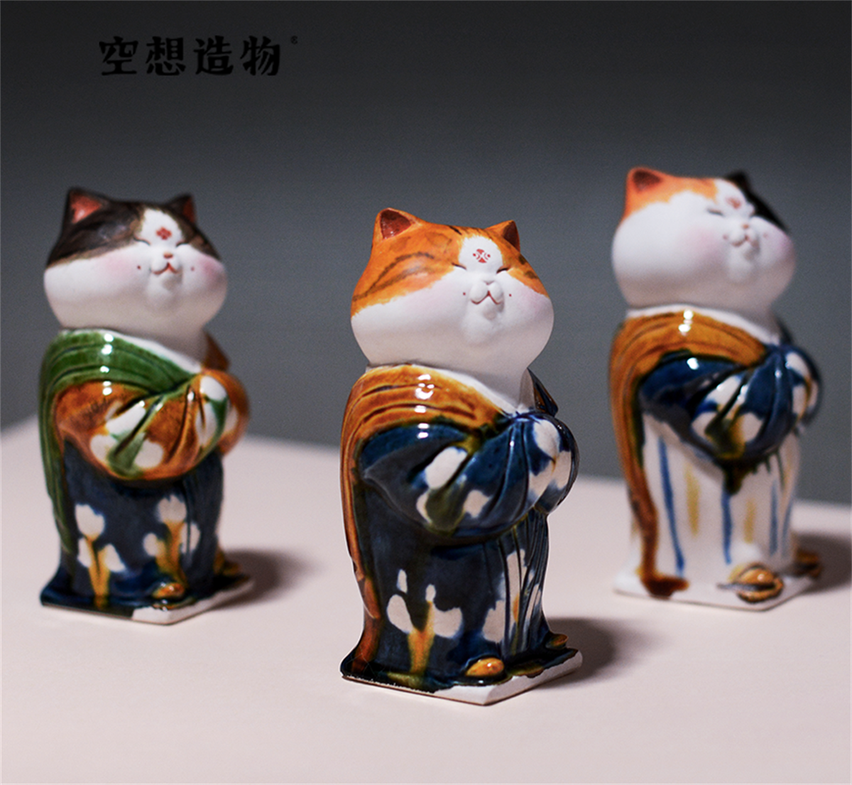Tang Three-color Maid Cat Model