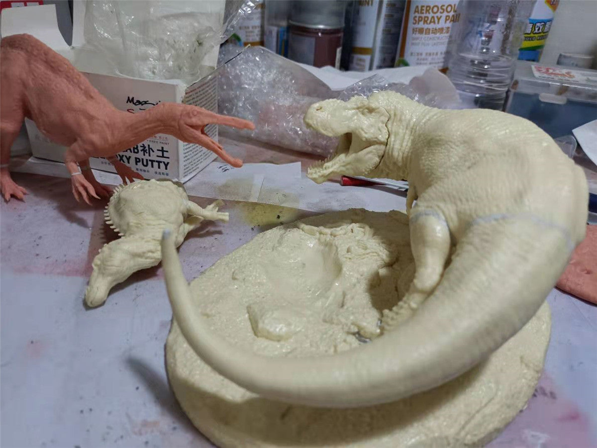 T-Rex Prey Edmontosaurus Unpainted Statue