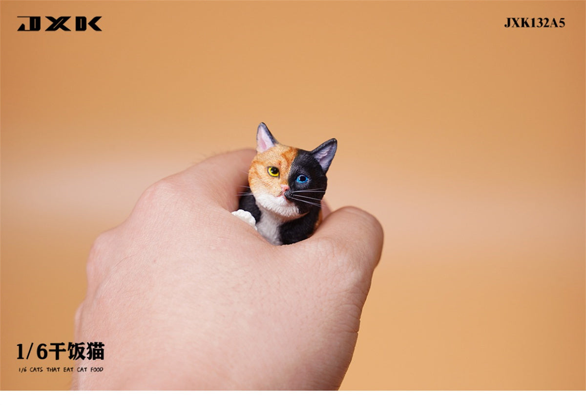 JXK 1/6 Cats That Eat Cat Food Model